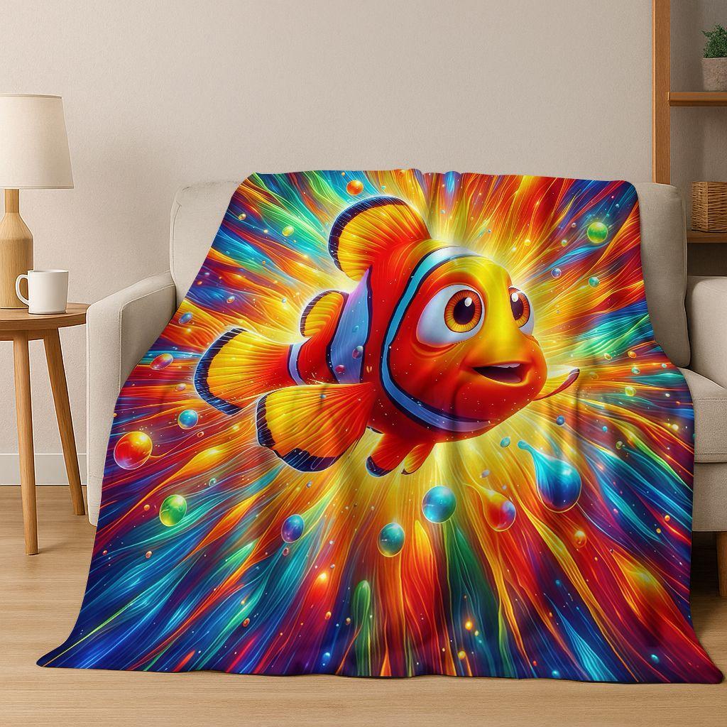 HD Cartoon Finding Nemo Underwater World Flannel Blanket,Warm and Cozy Soft Throw Blanket for Home Bedroom Bed Sofa Picnic Cover