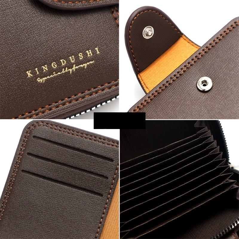 Men RFID Blocking Wallet Large Capacity Credit Card Holder Zipper Accordion Card Case Leather Card Organizer Coin Purse