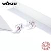 WOSTU New Arrival 100% 925 Sterling Silver Flower Earrings Clean And Pure Petals Simple Design Earrings For Women Jewelry CQE784