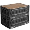 X XUNTAO Storage Box Folding Container Wooden Lid Case Basket Black Medium Size 2 Pieces W40D30H18cm