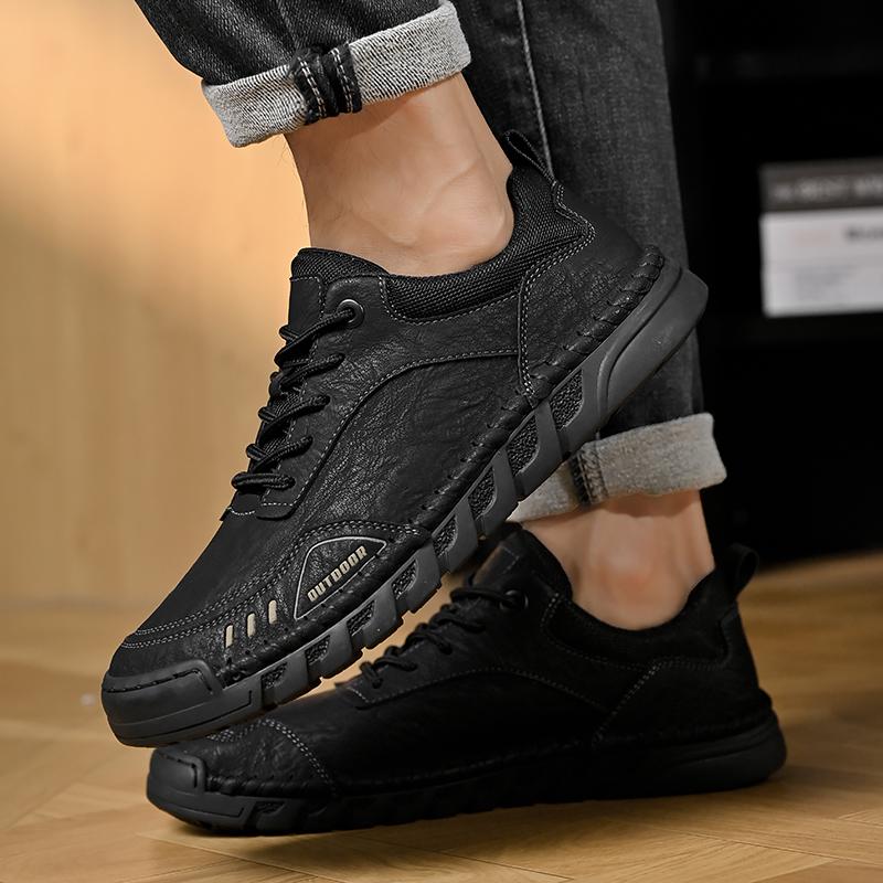 Fashion Non-Slip Men's Shoes Genuine Leather Mens Casual Shoes New Arrival Male Comfortable Walking Shoe Handmade Mens Stylish Sneakers