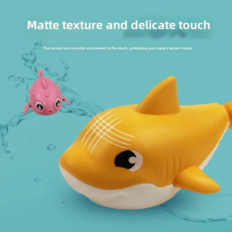 1Pc Summer   Cartoon Shark Baby Water Play Toy With Wind Up Chain, Outdoor Beach Toy, Shower Toy, Bath Toy