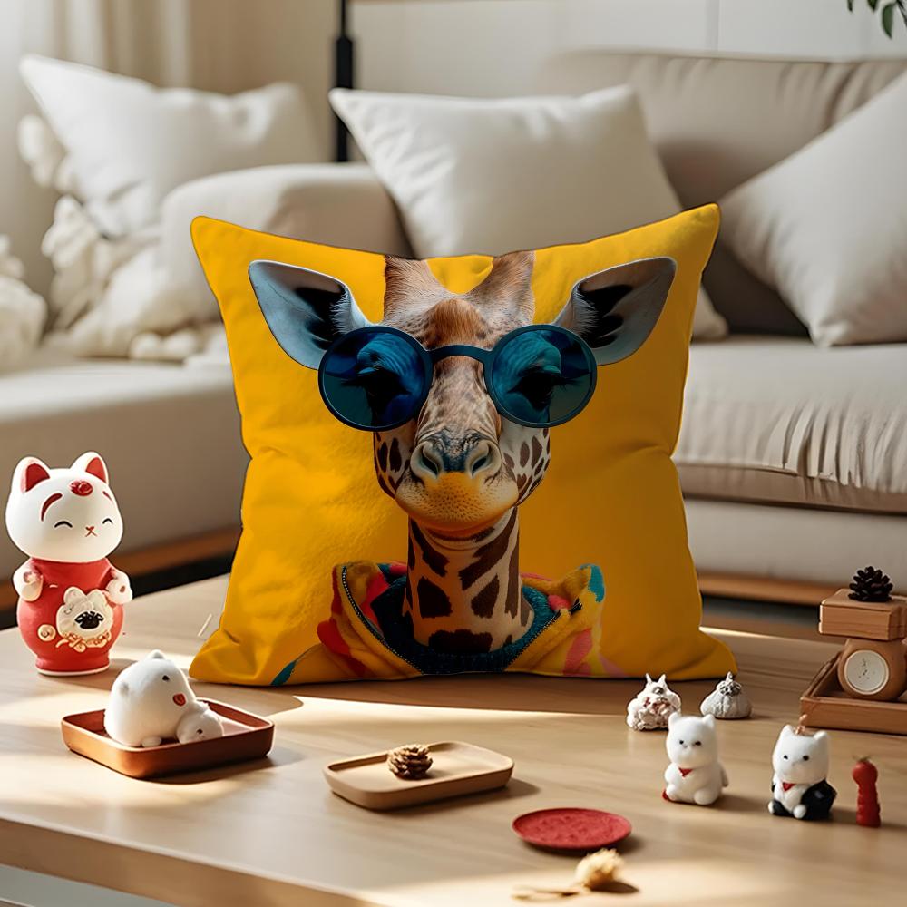 Maximalist Eclectic Animal Cushion Cover Silky Short Plush with Invisible Zipper Dustproof Sofa Pillow Cover for Home Decor