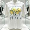 Cotton Loose Pattern Lemon Print Tshirt Short Sleeved Round Neck Casual Topsuitable for Summer and Spring Unisex Tshirts