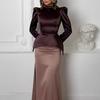 26 Europe, America, Amazon cross-border women's clothing new minimalist high-end stand-up collar bubble long-sleeved fishtail skirt set