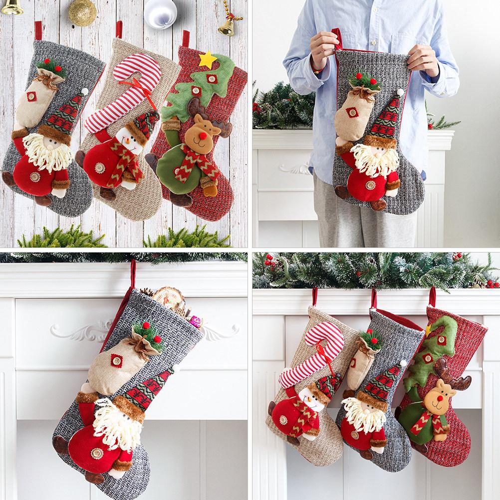 Christmas Stocking Decoration Soft Elastic Holiday Gift Bag Large Capacity Xmas Hanging Holiday Party Ornament Candy Gift Socks