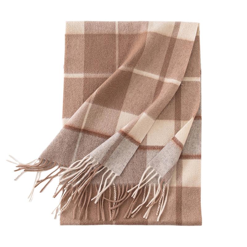 Plaid Simple Maillard Double Sided Cashmere Scarf Women's Autumn and Winter Thickened Warmth Versatile Wool Men's Scarf