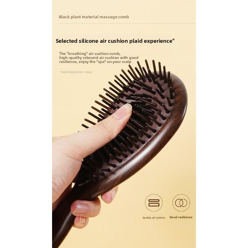 Ebony Wood Air Cushion Comb - Scalp Massager for Long Hair, Suitable for Men and Women