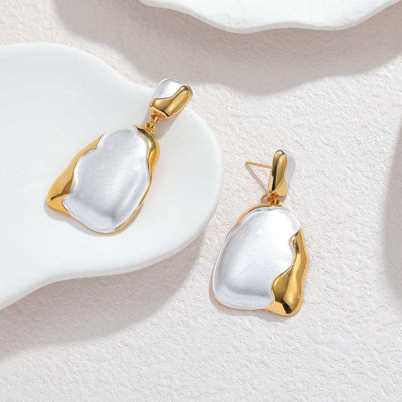 Xiaohongshu Top-Selling Geometric Enamel Color Block Earrings: Fashionable High-End Stainless Steel Jewelry for New Year