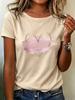 Korean Style Gradient Heart Print T-Shirt Short Sleeve Round Neck T Shirt 90s Graphic Tees Tops Casual Valentine's Day Clothes