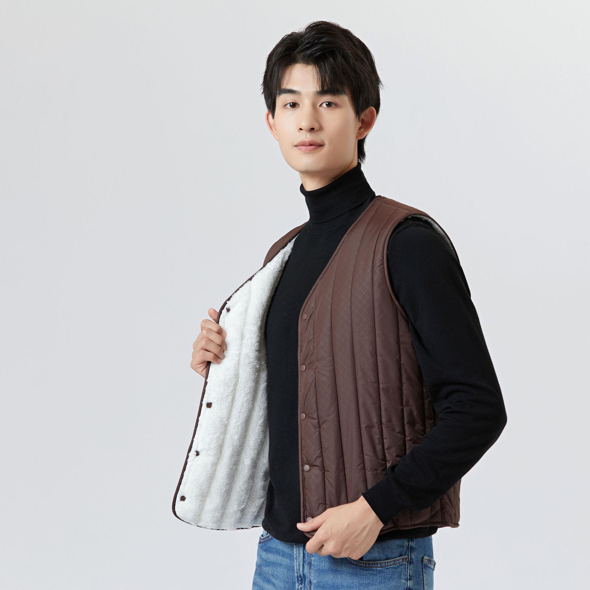 

Мужской жилет из овечьей шерсти и хлопка, удобный, стильный, сохраняющий тепло, жилет с подкладкой, теплая подкладка, мужские модели для людей среднего и пожилого возраста 2166 3XL