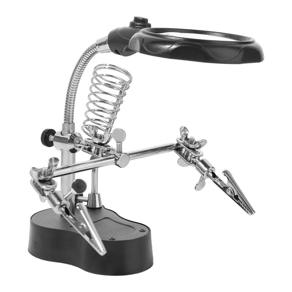 with LED Light Desktop Magnifying Glass 3.5X 12X Chip Repair Magnifier  Manual Welding
