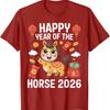 Happy Chinese of The Horse Hello 2026 Lunar New Year Graphic TShirt High Quality Crewneck Cotton Fashion Loose Casual Style Tee