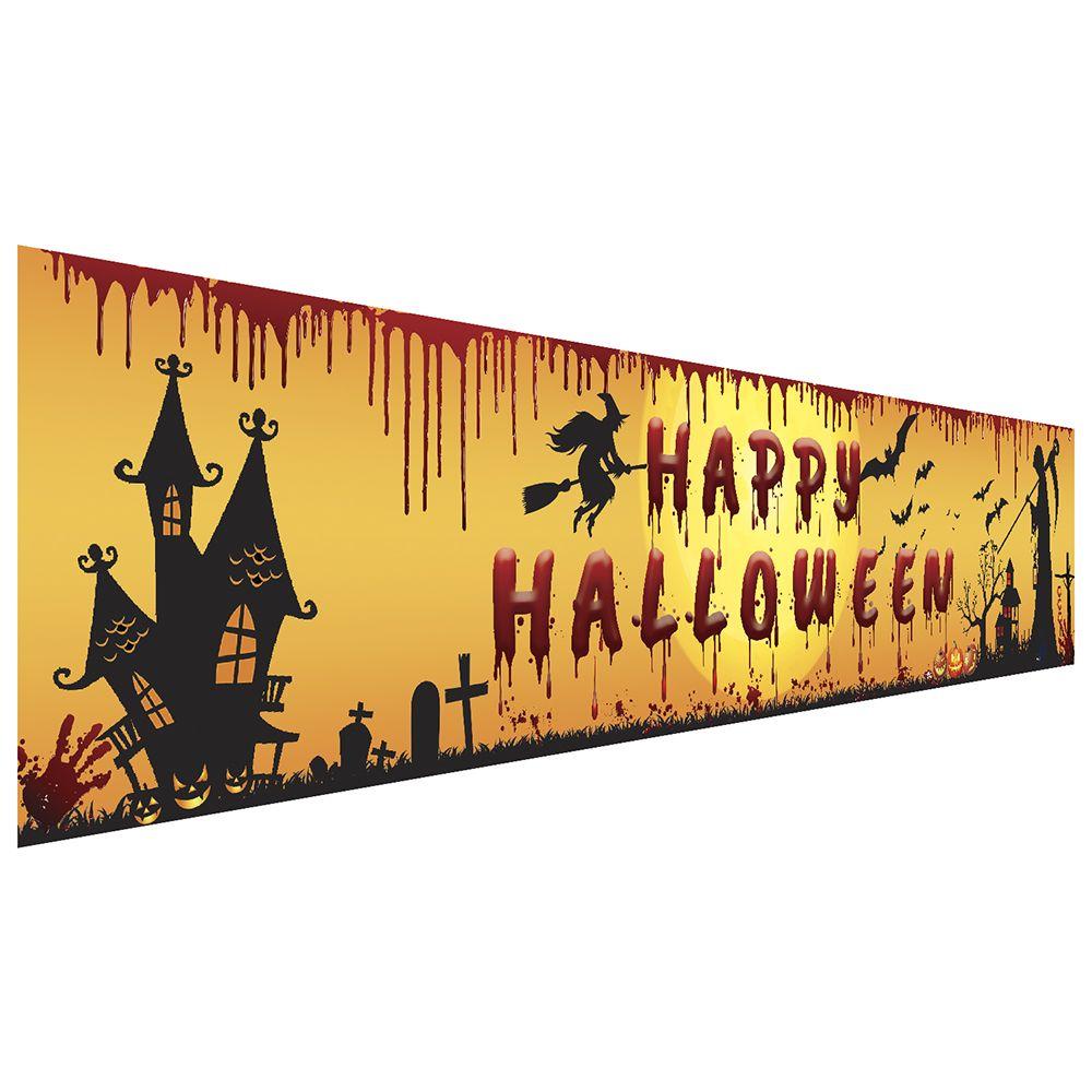 250cm/8.2Ft Happy Halloween Indoor Outdoor Yard Hanging Decor Halloween Banner Flag Banner Halloween Decorations Pull Flag
