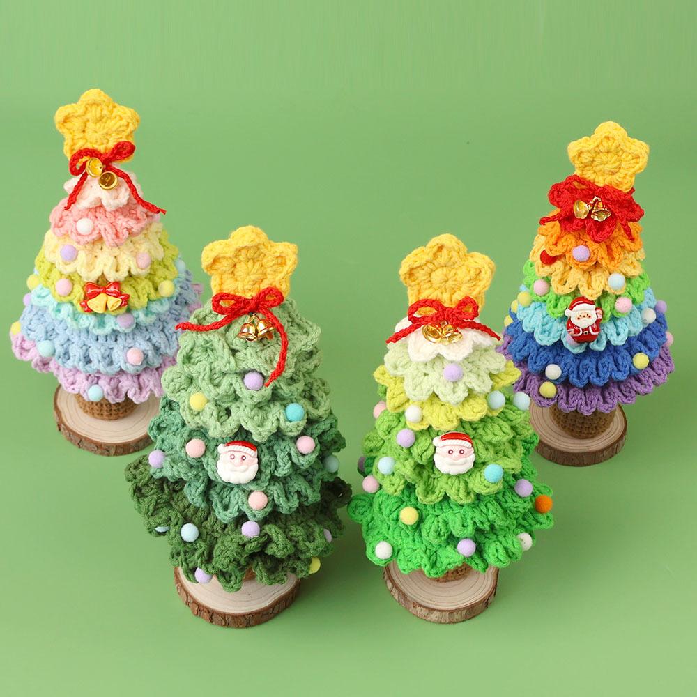 2025 Crochet Christmas Tree Creative Woven Christmas Tree Knitted Plant for Christma Gift