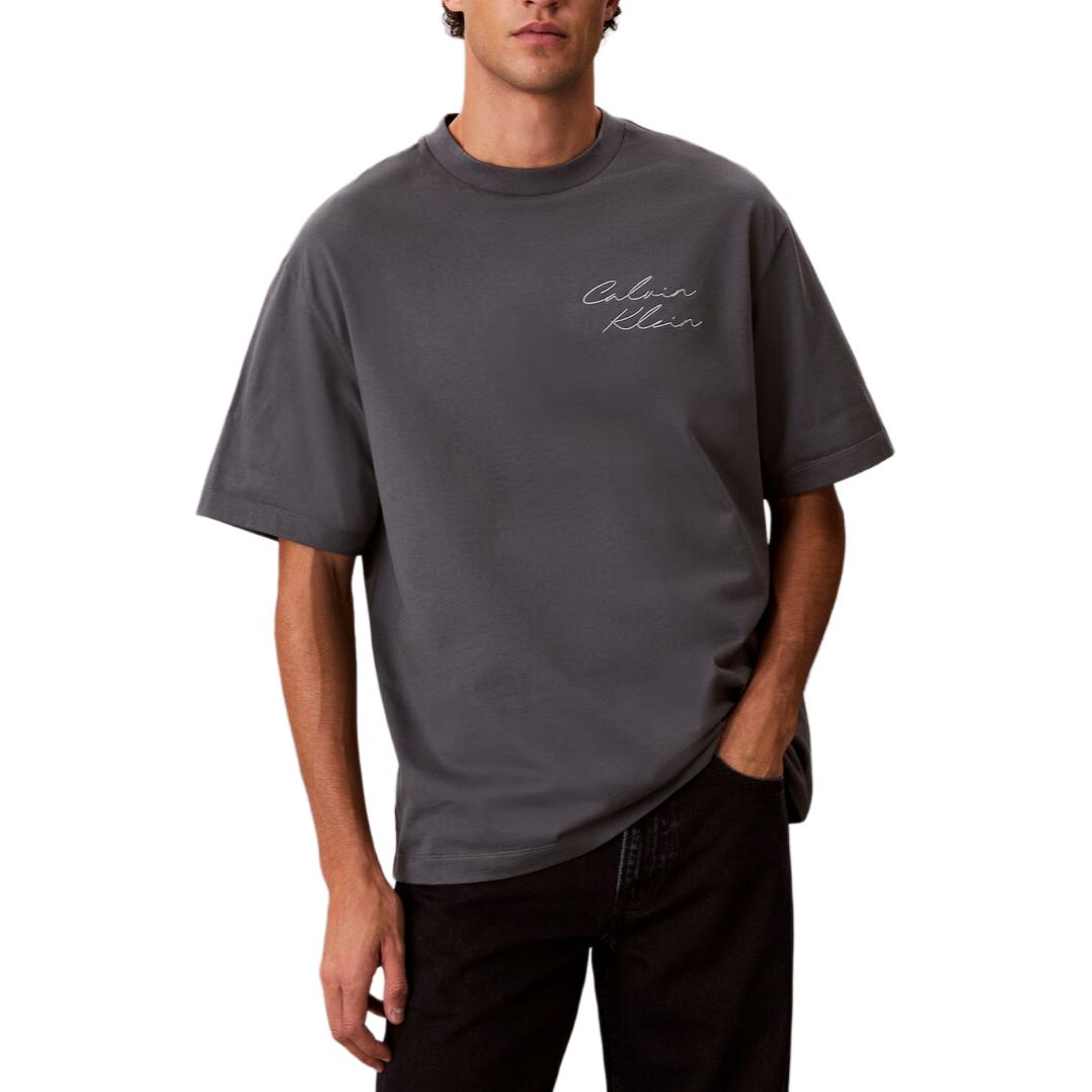 Calvin Klein Loose Fit Letter Round Neck Drop Shoulder Short Sleeve T-Shirt Men tops 4RE828G-CKP XS