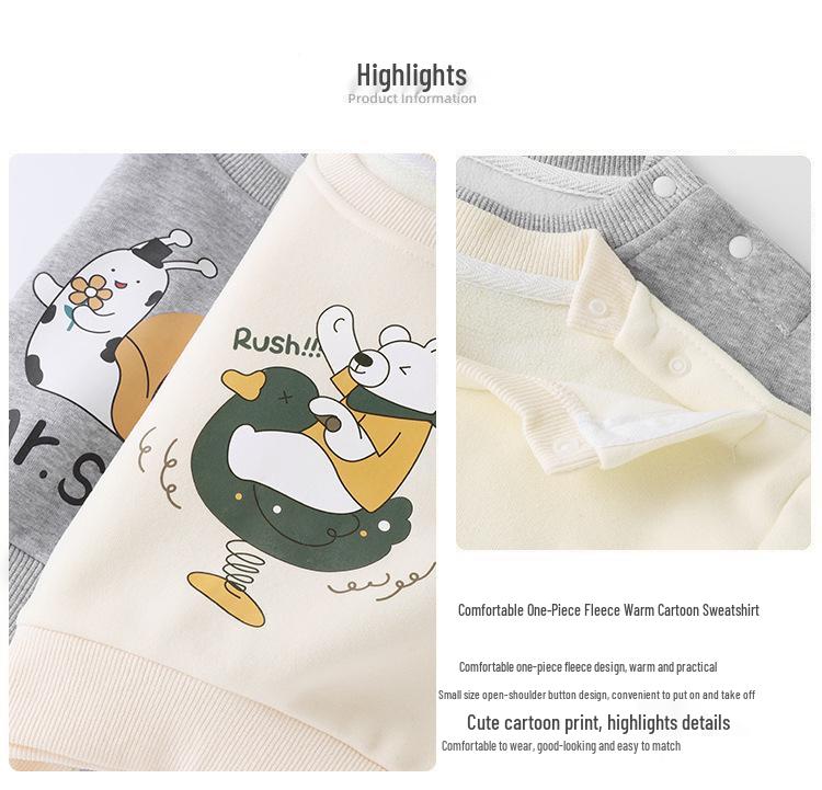 Bluza polarowa z okrągłym dekoltem dla niemowląt, z długim rękawem, ciepła koszulka bazowa na jesień i zimę