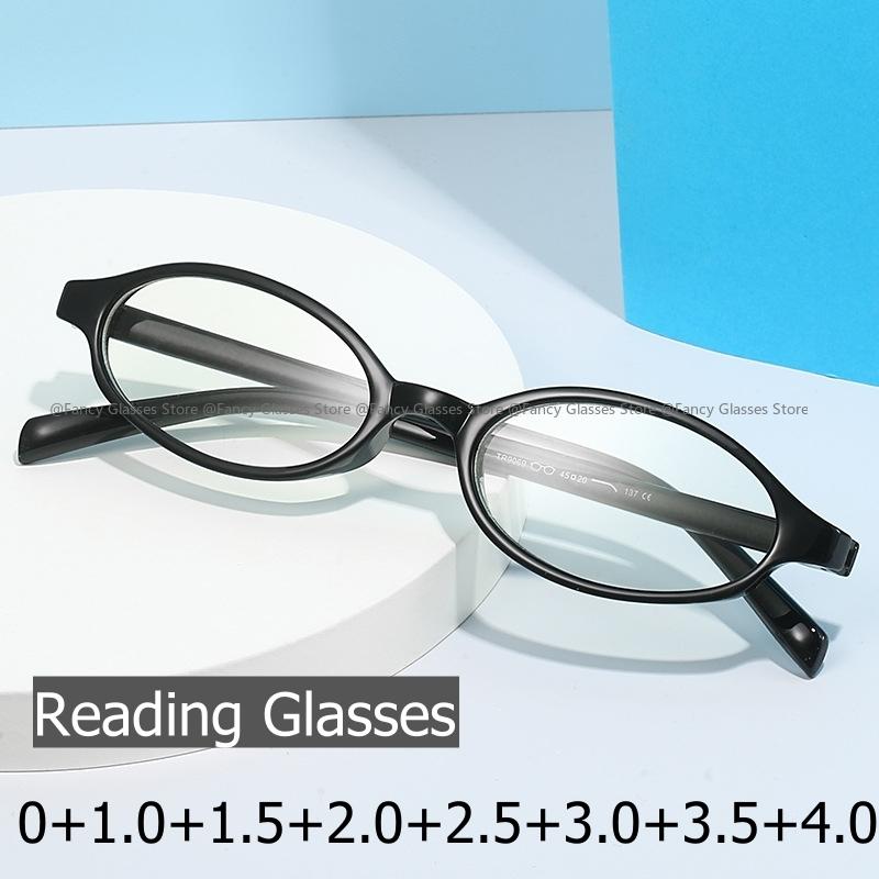 Women Anti-fatigue Reading Glasses Vintage Ins Oval Frame Presbyopia for Ladies Men Fashion Retro Transparent Plus Eyeglasses