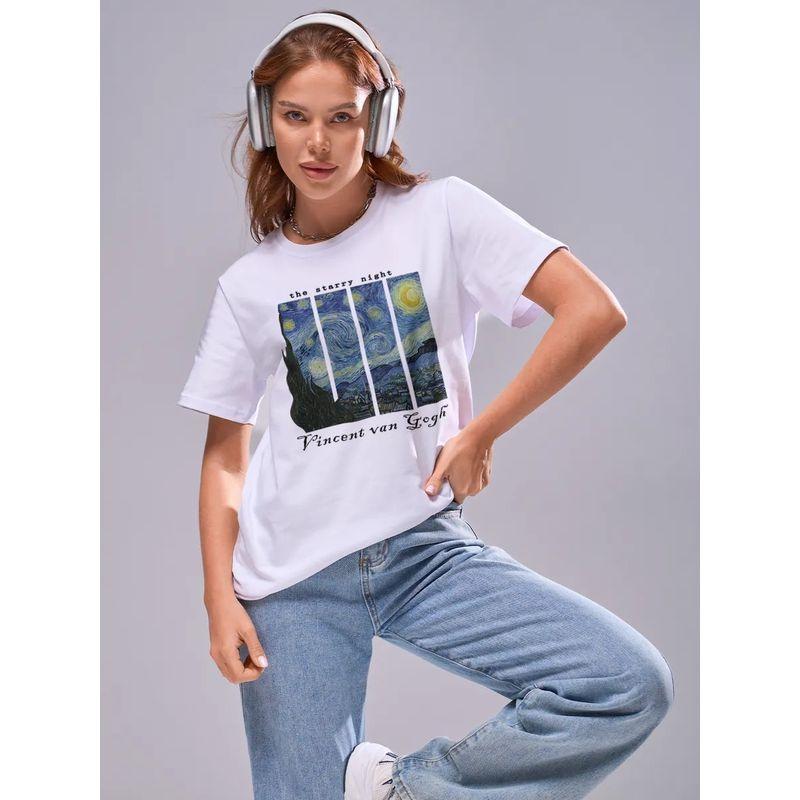 Western Style Fashion Casual Loose Print Short Sleeve Cotton T-shirt Top Loose Printed T-shirt Top