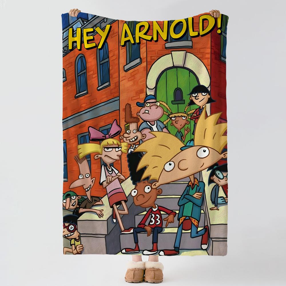 cartoon H-Hey Arnold!-! Throw Thick Comfort Flannel Quilt, Multi-scene Use Indoor Outdoor Daily Nap