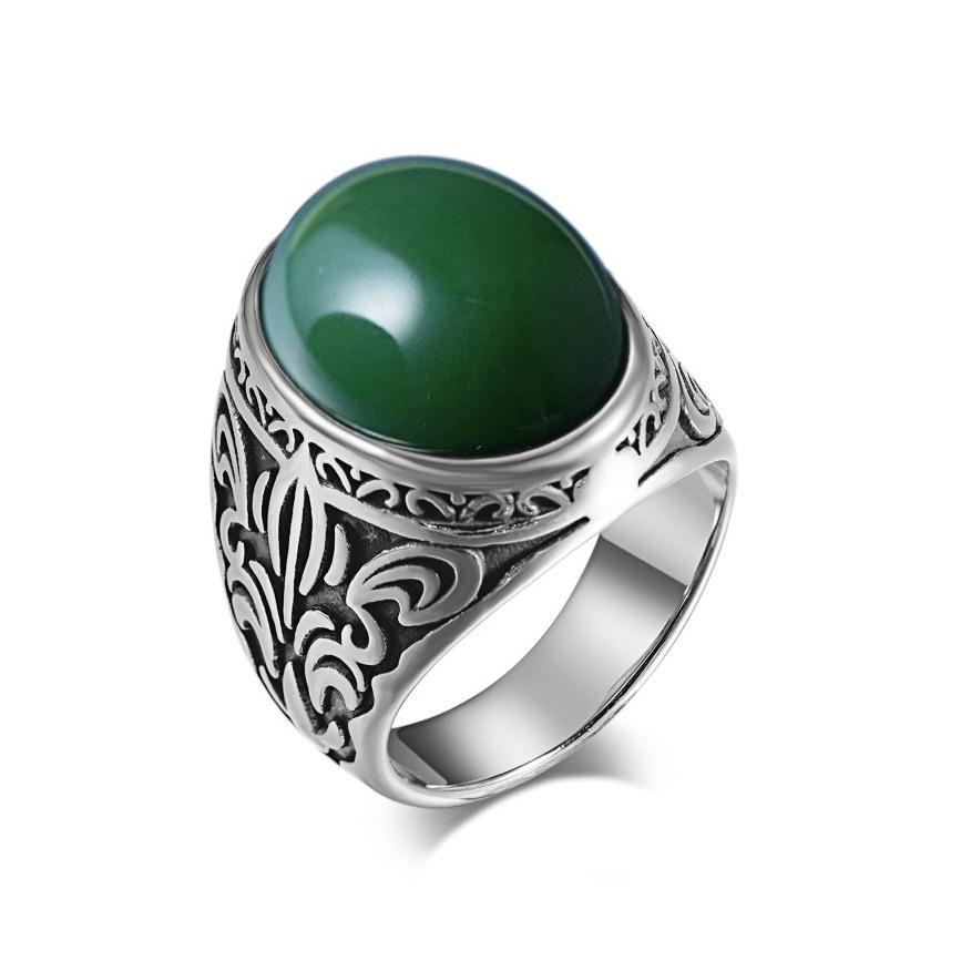 2026 NEW Men's 316L Stainless Steel Rings Vintage with Natural Stone Punk Fashion Jewelry for Male Anel Factory Direct Sales