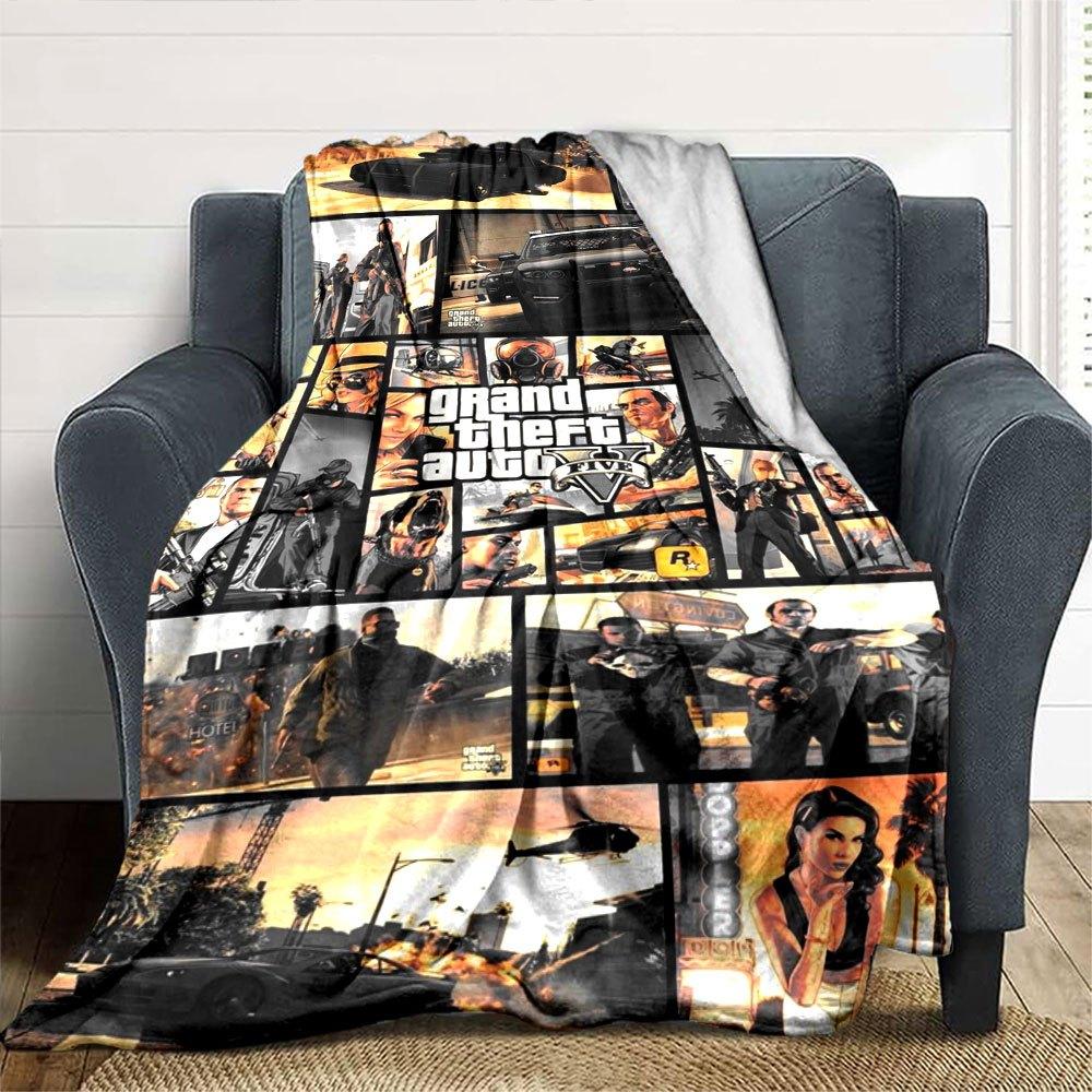 1pc Grand Theft Auto Soft Flannel Blanket with Designer Print A Cozy Blanket for All Seasons, Perfect for the Couch, Bed, Office