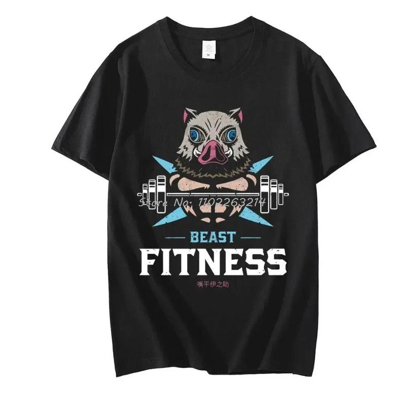 Anime Funny Print Beast Fitness Hashibira Inosuke Printed Cotton T-shirt Harajuku Men T Shirt Summer Unisex Short Sleeve T Shirt