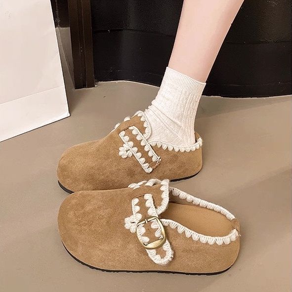 Japanese slippers soft sister embroidery sweet and cute Birkenstock soft bottom  bag head slippers lace