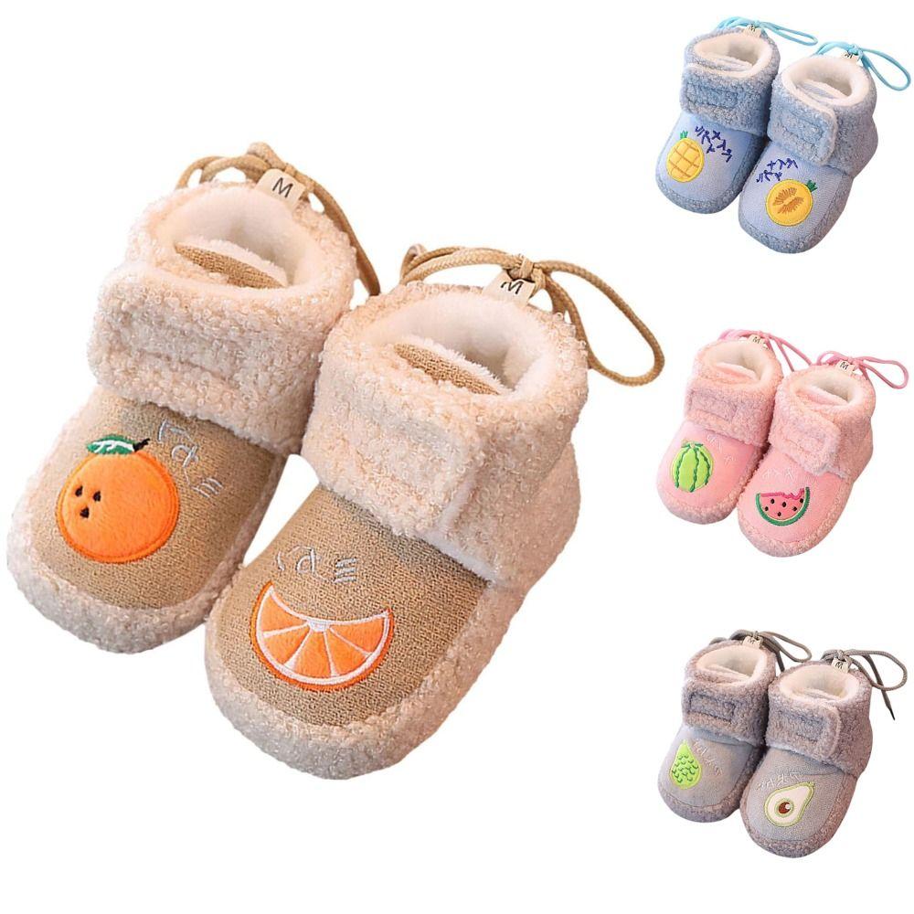 Durable Fleece Toddler Snow Boots Warm Anti-Drop Cotton Shoes Soft Sole Anti Slip Infant First Walking Shoes Winter