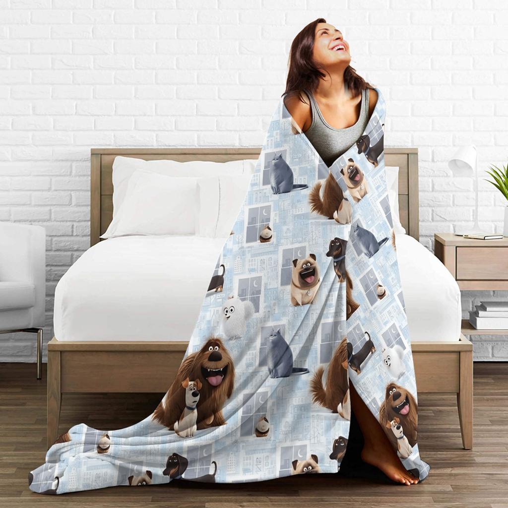 Soft Blanket Travel The Secret Life of Pets Dog Throw Blanket  Flannel Bedspread For Couch Chair Street Trend Sofa Bed Cover