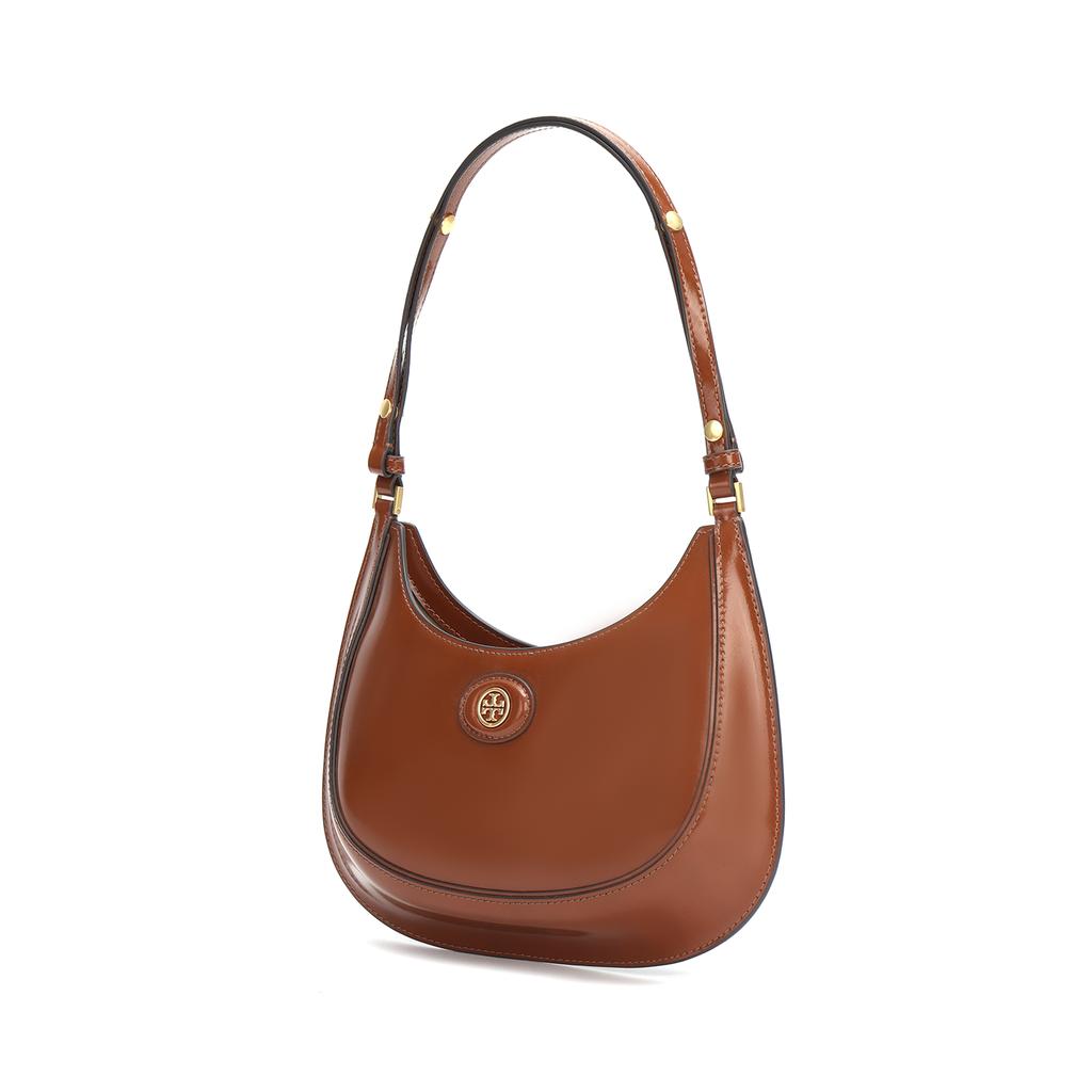 Tory Burch Robinson Magnetic Closure Leather Underarm Bag Crescent Tote Shoulder Bag Women Bags Brown 154729-223