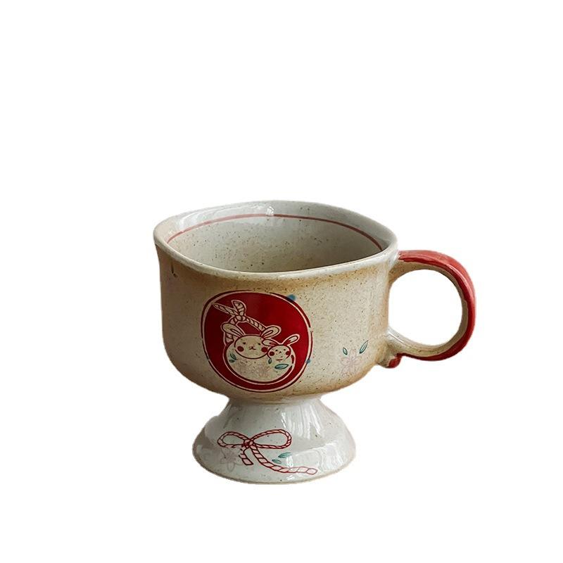 Japan Exports Medieval Clay Spray-Painted Rabbit Ceramic Cup High-Value Coffee Cup Goblet Japanese Style