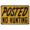 1pc 8x12 Posted No Hunting Sign, Retro Heavy-Duty Metal Warning Plaque, Glossy Yellow & Black Outdoor Marker