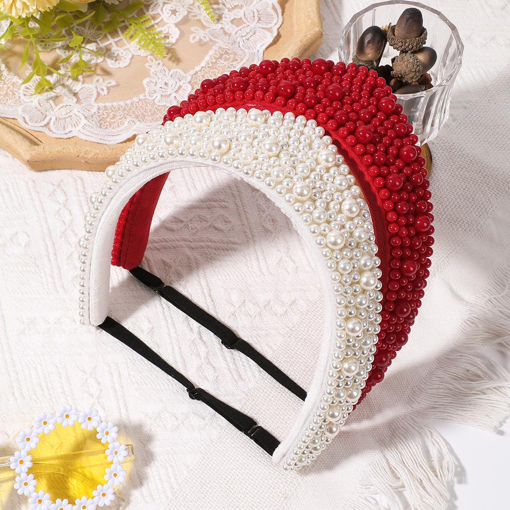 AWAYTR Velluto Perla Spugna Kokoshnik Elastico Fascia per Capelli Tessuto alla Moda Fasce per Capelli Cerchio Fascia Intrecciata per Capelli Accessori per Capelli di San Valentino per Ragazze