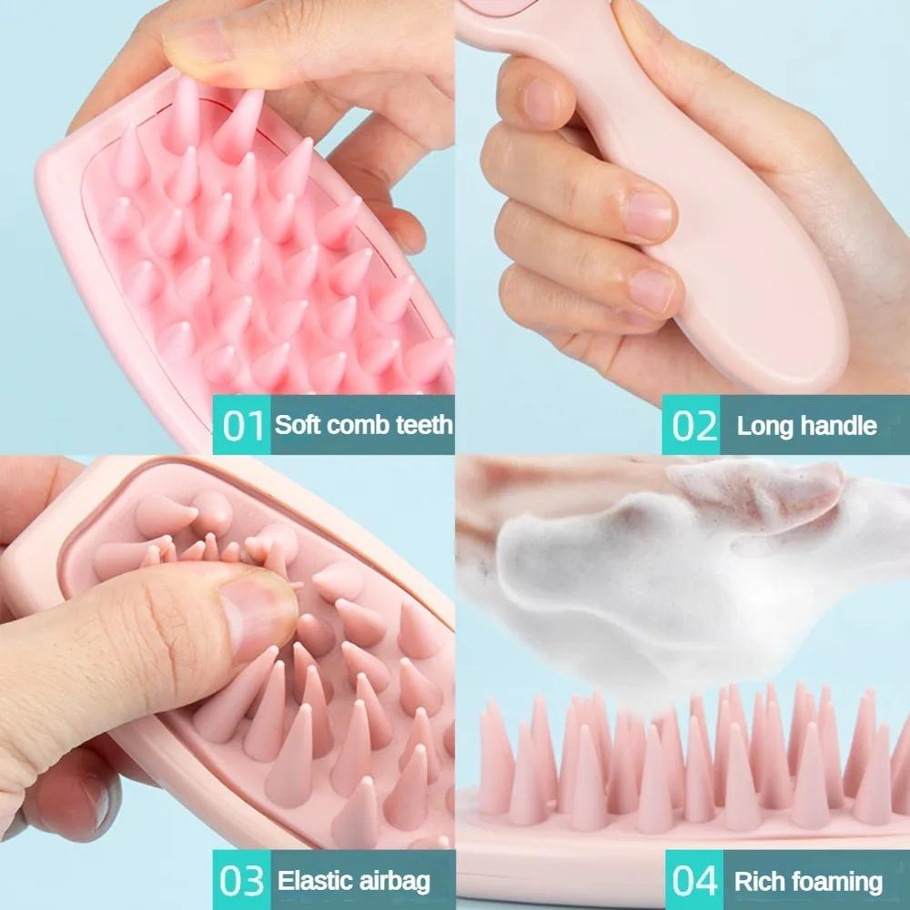 Silikon-Shampoo-Bürste Kopfhautmassagebürste Haarewaschkamm Langer Griff Kopfmassagegerät Bad Peeling Körperbürste Haarpflege