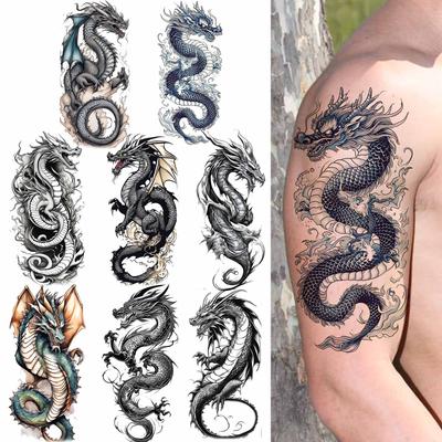 1 Sheet Dragon Temporary Tattoos For Women Men Realistic Fake Tattoo Sticker Transferable Adults Body Art Painting Covers Up