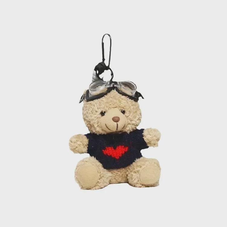 Kreslená klíčenka s pilotem pandou - Roztomilá plyšová hračka medvěd jako dárek pro studenty