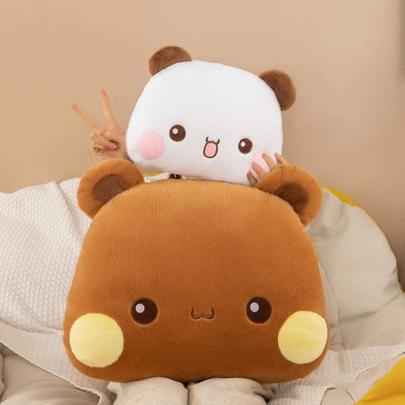 Cute Two Bubu Plush Bear Pillow Cozy Short Plush Stuffed Animal For Kids Room