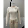 Women S Asymmetrical Neck Long Sleeve Knit Top Slim Fit Autumn Blouse