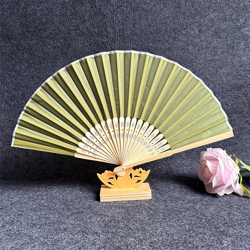 Bamboo Cloth Folding Fan Classical Blank Dancing Fans Handle Fan Chinese Art Crafts Gifts Decoration Fans Home Decor Gifts