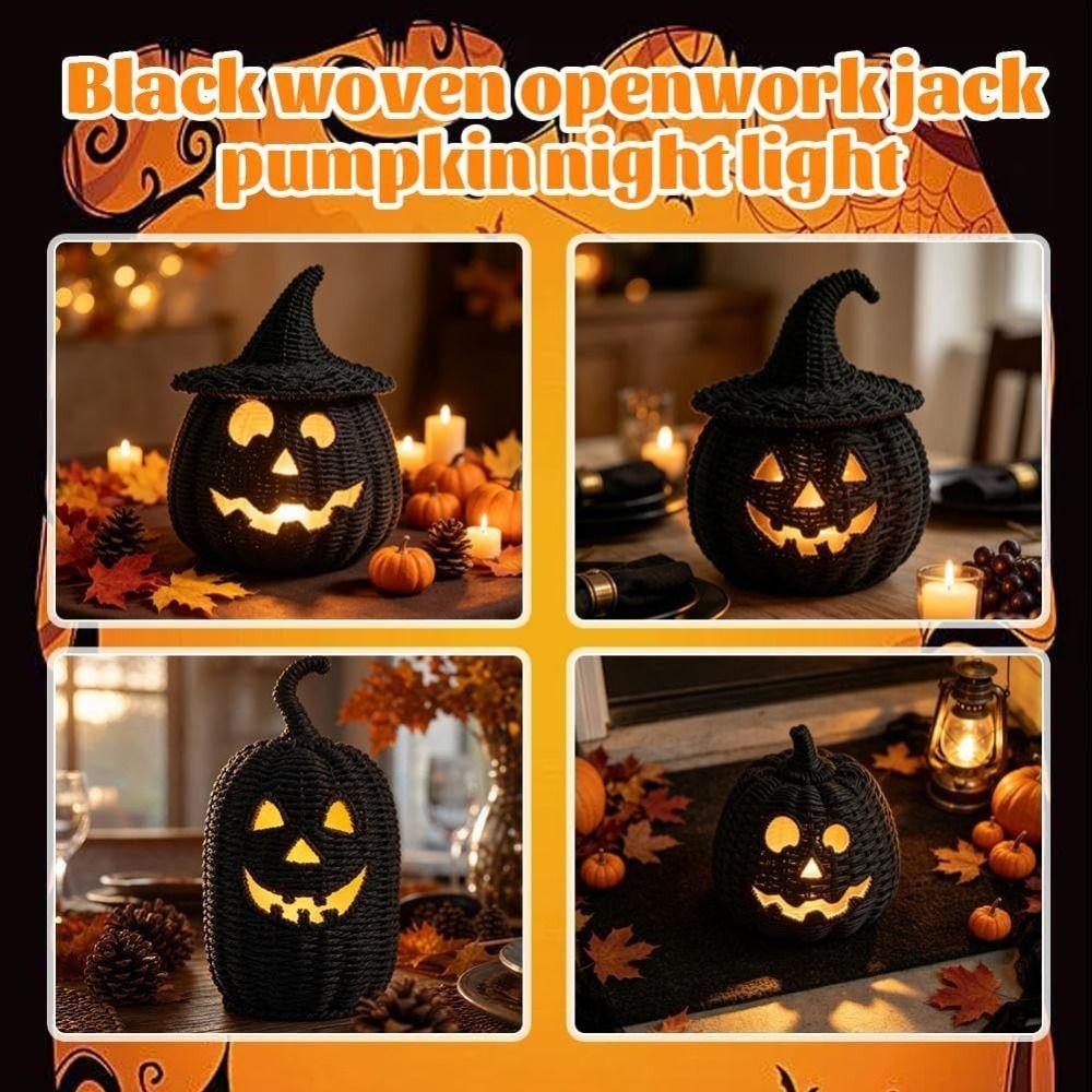 with LED Candle Black Jack-O Lantern Candy Storage Basket  Halloween Decoration
