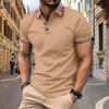 Men Solid Lapel Collar Striped Patchwork Polos Shirts Summer Tops Casual Short Sleeve Polo Shirt
