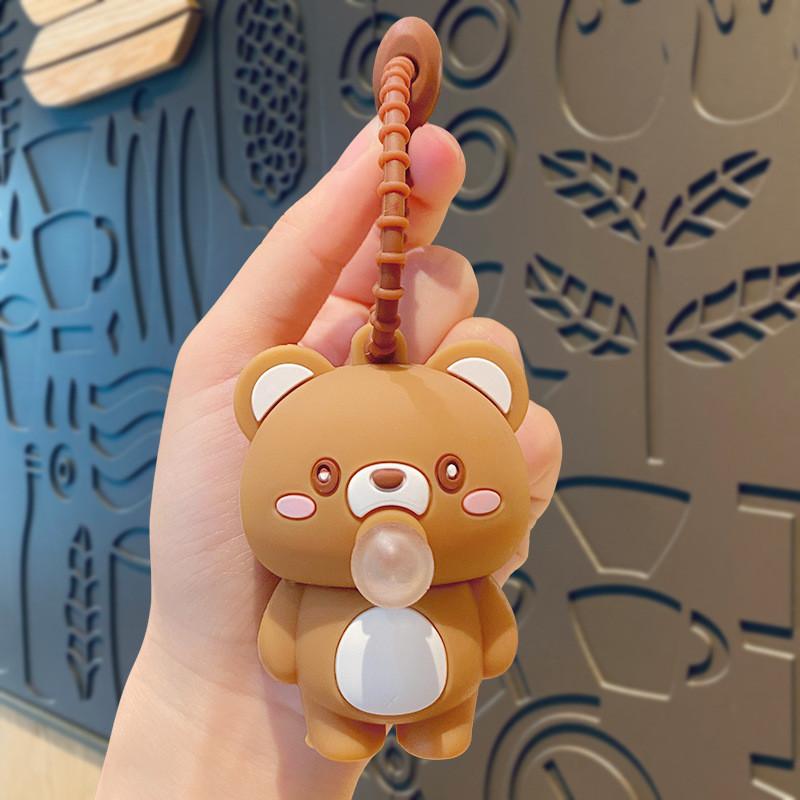 

Bear Playful And Dinosaur Bubble Blowing Keychain For Couples Kids And Brown Bear