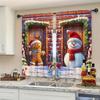 2 szt. Świąteczna zasłona z nadrukiem piernika i bałwana na dekorację domu na Boże Narodzenie - Kieszeń na karnisz, dekoracja okna do sypialni