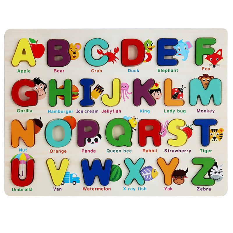 Wooden Number & Letter Jigsaw Puzzle Board for Early Education & Cognitive Development