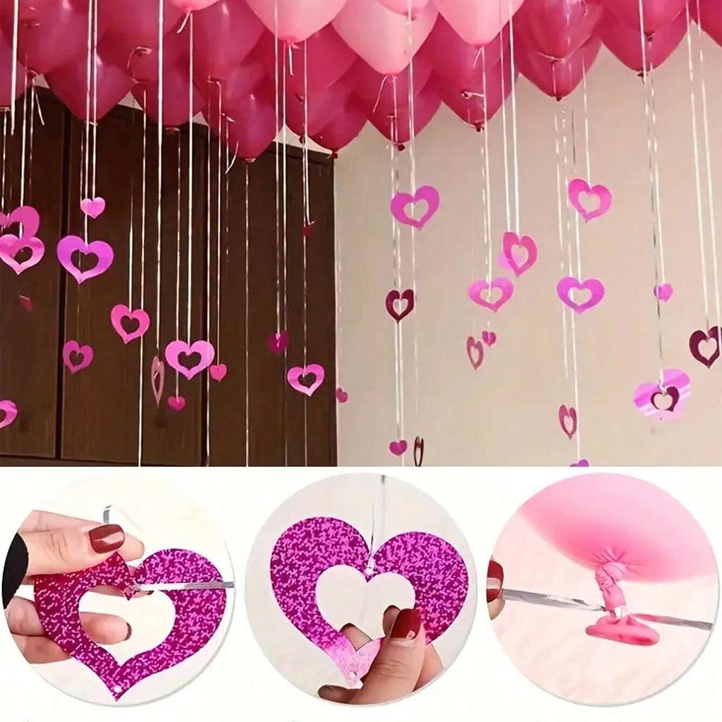 100pcs\bag Valentine's Day Love Pendants (with Lanyard), Wedding and Birthday Party Decorations, Sequin Pendants