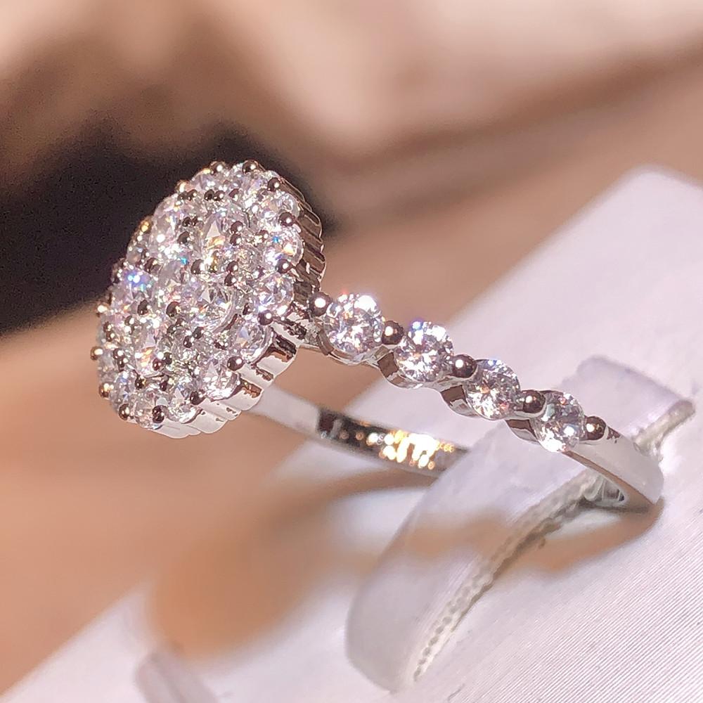 Bling Iced Out CZ Rings for Women Luxury Silver Color Wedding Bands Female Finger-rings Party Modern Fashion Jewelry