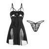 Women's Silky Underwire Push Up Bow Cami Dress with Robe Lounge Set
