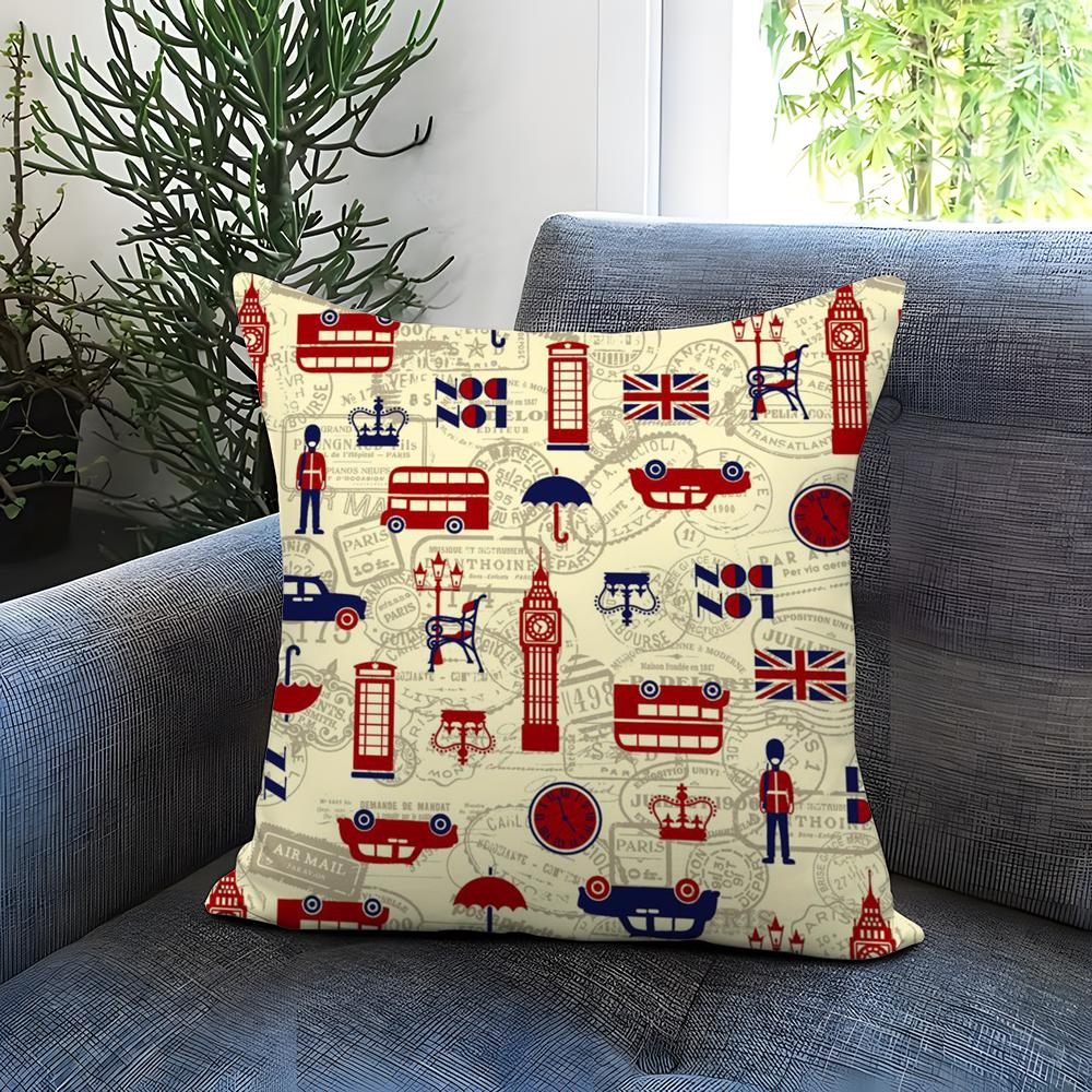 LOVE England Printed Cushion Cover Comfortable Reversible Pillow Cover Ideal for Car Sofa Bedroom & Beyond