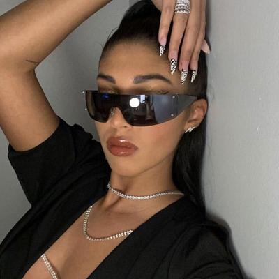 Yeni çerçevesiz kadın Y2K güneş gözlükleri, seksi ve şık güneş gözlükleri, plaj sporları sürüş gözlükleri